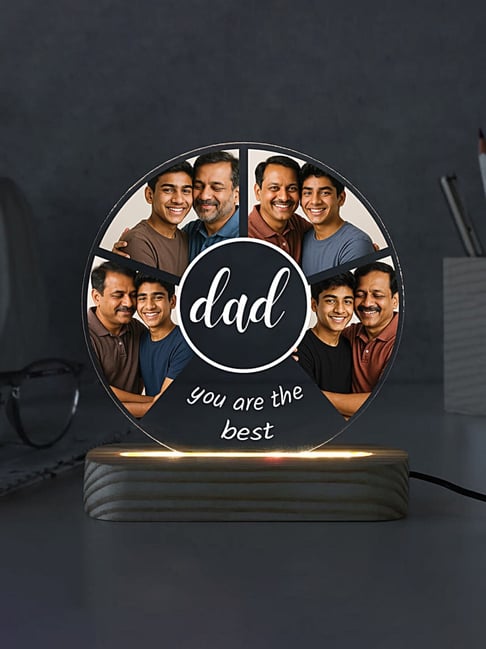 FNP Multicolor Wood Personalised Fathers Day LED Night Lamp with Photos