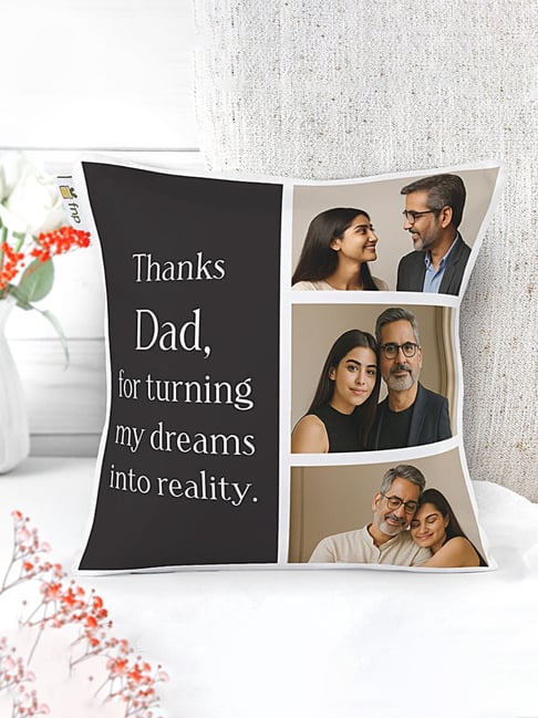 FNP Multicolor Polyester Comfy Photo Cushion for Fathers Day