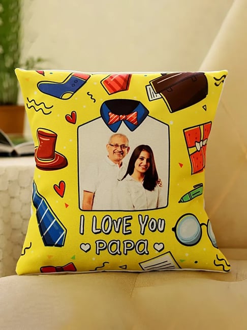 FNP Multicolor Polyester I Love You Papa Personalised Cushion