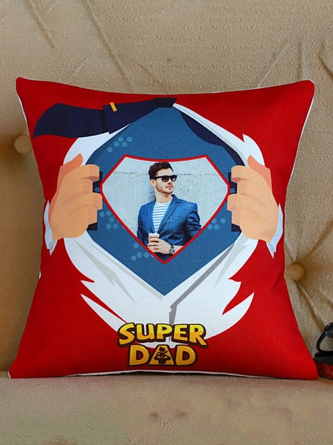FNP Multicolor Polyester Personalised Super Dad Cushion