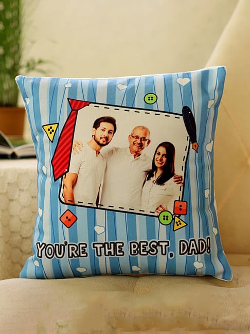 FNP Multicolor Polyester Best Dad Personalised Cushion
