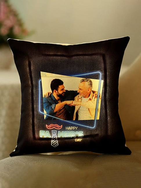 FNP Multicolor Polyester Fathers Day Personalised Led Cushion