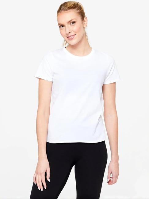 Domyos By Decathlon Glacier White Cotton Regular Fit T-Shirt
