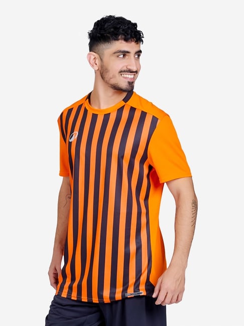Kipsta By Decathlon Orange Striped Regular Fit Striped Jersey