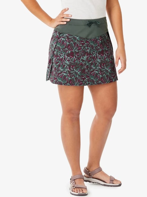 Quechua By Decathlon Green Regular Fit Printed Skorts
