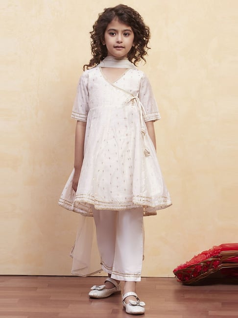 Biba Girls White Embellished Suit Sets-picture-32