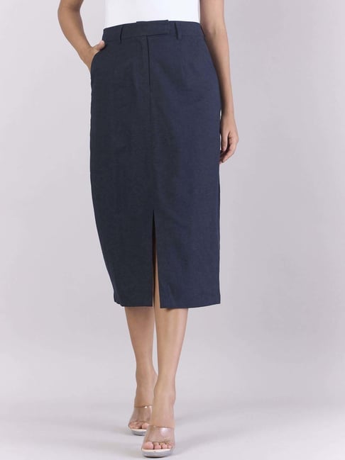 Powersutra Navy Regular Fit Skirt-picture-10