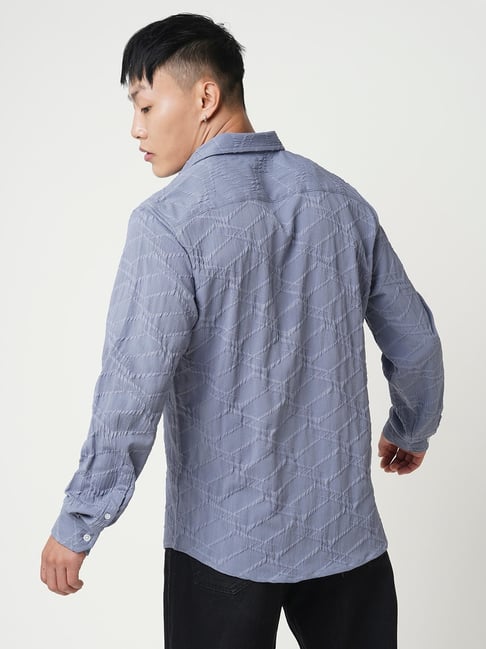 VASTRADO Core Fashion Grey Regular Fit Textured Shirt