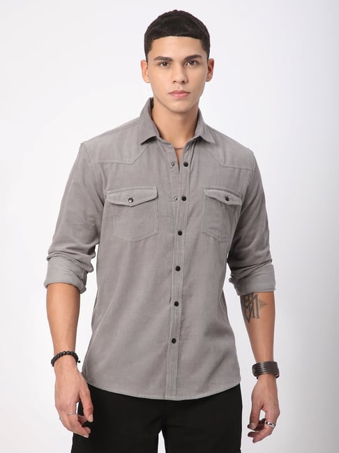 VASTRADO Core Fashion Grey Regular Fit Solid Shirt