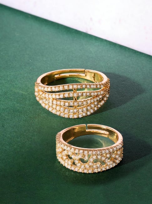 Zaveri Pearls Golden Brass Rings for Women