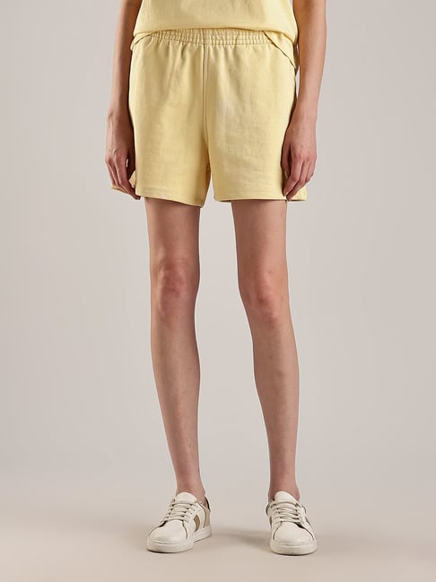 Calvin Klein Yellow Cotton Solid Shorts