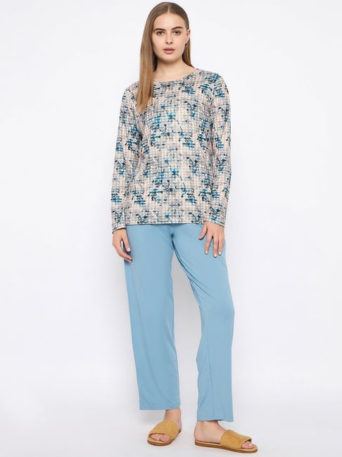 MADAME M Secret Teal Polyester Printed Night Suit-picture-48