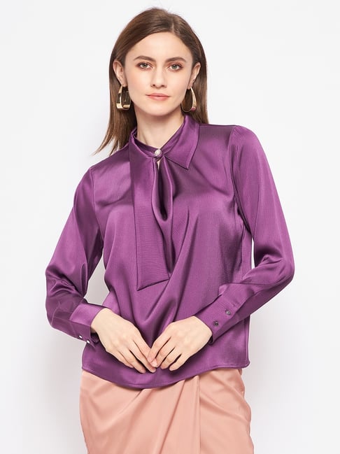 Madame Purple Polyester Solid Top-picture-45