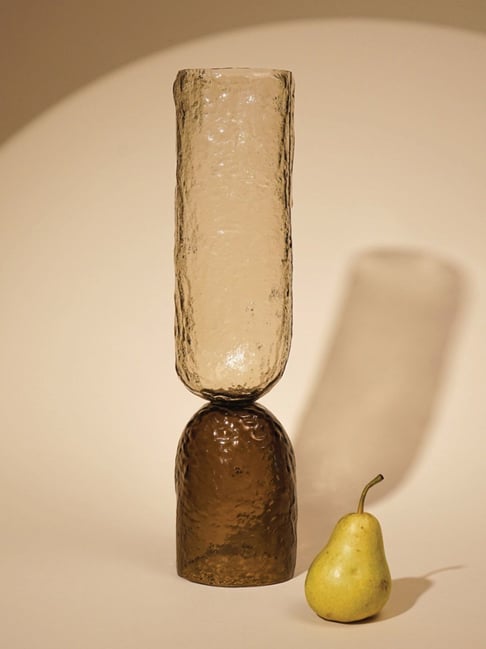 Muun Home Brown Hand Blown Glass Textured Axel Tall Decorative Object