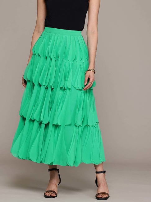 Label Ritu Kumar Green Fitted Skirt