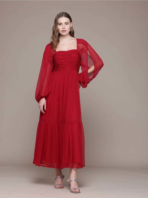label ritu kumar red dress Ritu Kumar Label Wine One-Shoulder Dress size Small Red Sophisticated  Timeless