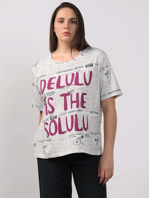 Vero Moda White Cotton Regular Fit Printed T-Shirt-picture-43