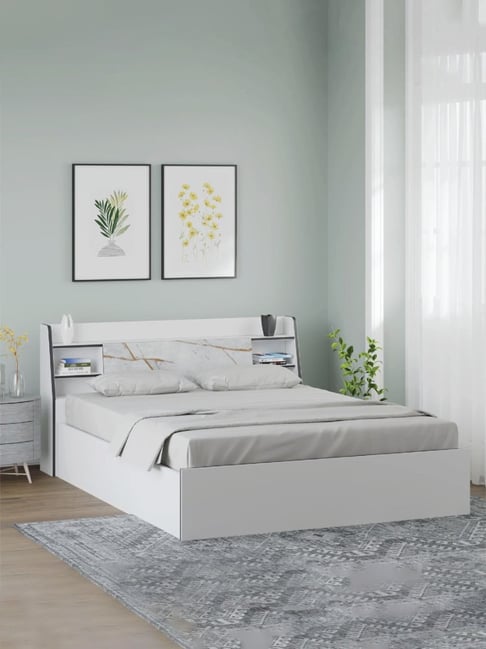 Nilkamal Marbito White Engineered Wood Queen Bed Headboard & Box Storage