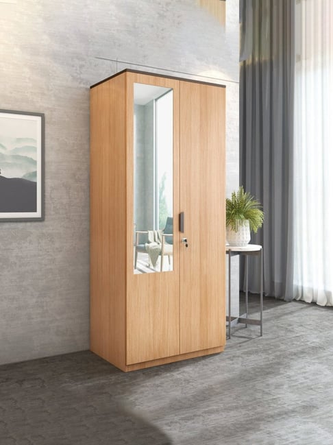 Nilkamal Milford Brown Engineered Wood 2 Door Mirror Wardrobe