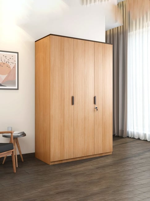 Nilkamal Milford Brown Engineered Wood 3 Door Wardrobe