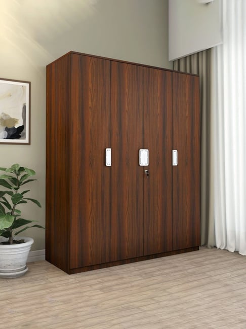 Nilkamal Joyce Brown Engineered Wood 4 Door Wardrobe
