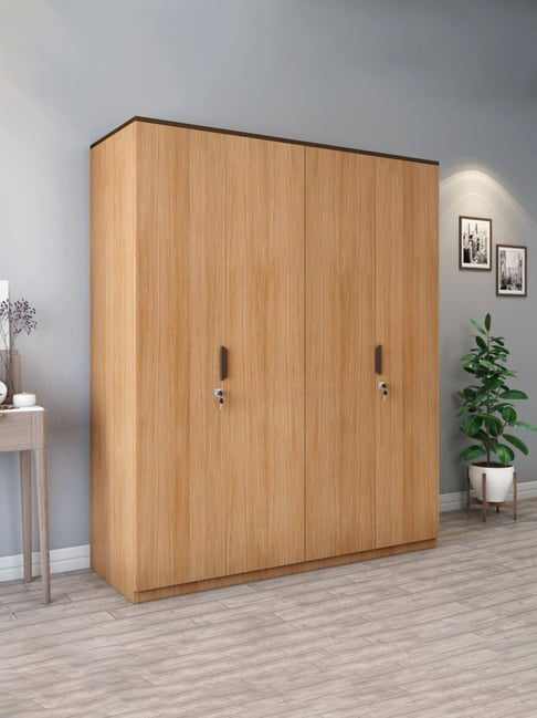 Nilkamal Milford Brown Engineered Wood 4 Door Wardrobe