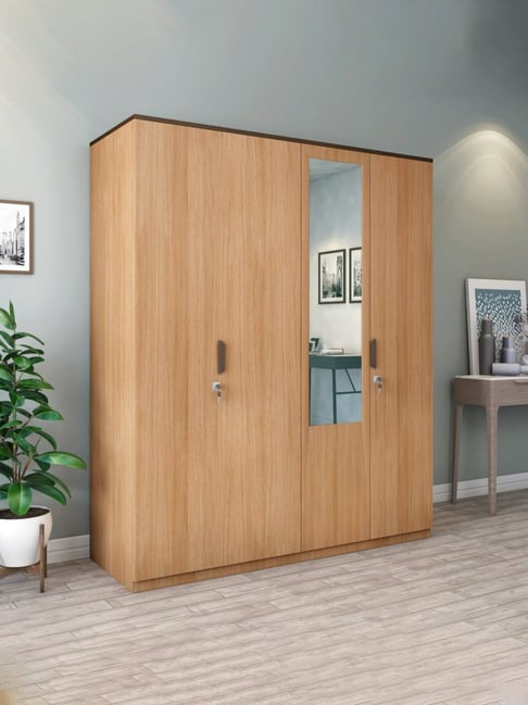 Nilkamal Milford Brown Engineered Wood 4 Door Mirror Wardrobe