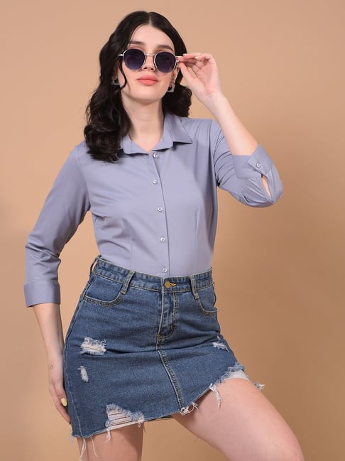 Crimsoune Club Blue Blended Solid Shirt-picture-18