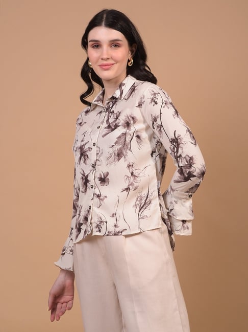 Crimsoune Club Brown Cotton Floral Shirt-picture-24