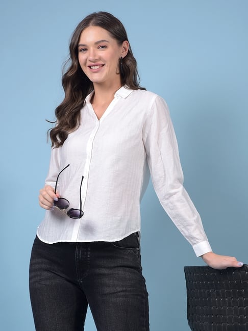 Crimsoune Club White Blended Solid Shirt-picture-26