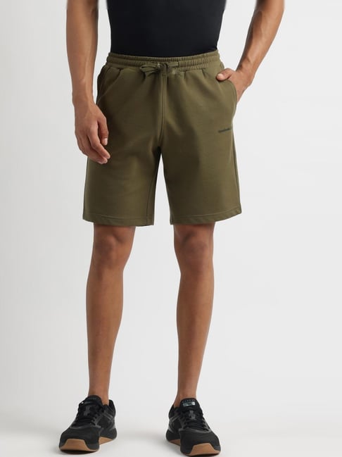 Reebok Green Regular Fit Solid Shorts-image-2
