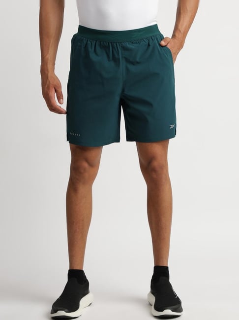 Reebok Green Regular Fit Solid Shorts-image-1
