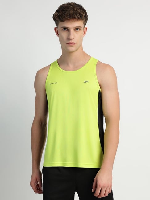 Reebok Green Regular Fit Solid Tank Top-image-5