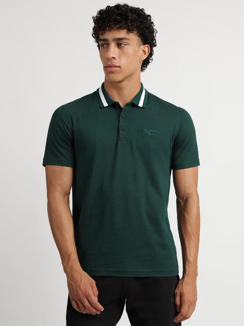 Reebok Green Regular Fit Print Polo T-Shirt-image-21