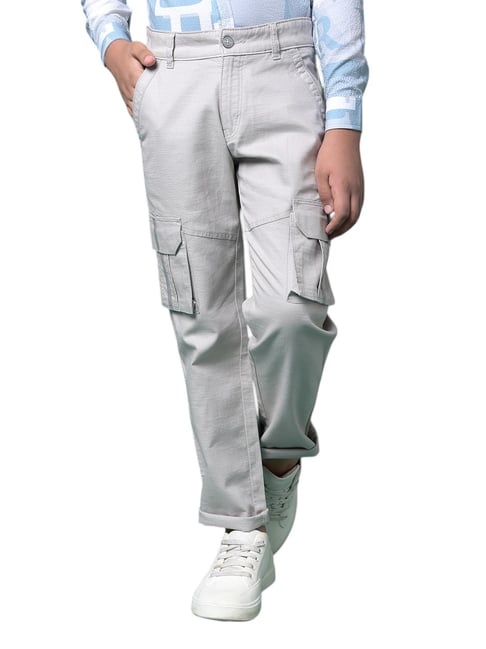 Crimsoune Club Boys Grey Cotton Slim Fit Trousers-picture-29