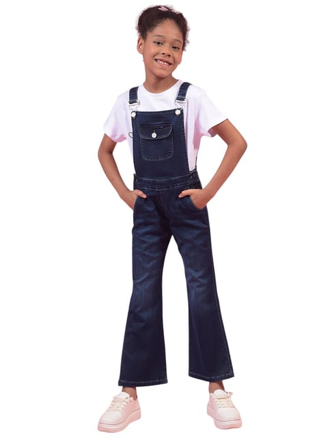 Crimsoune Club Girls Blue Bootcut Fit Dungarees-picture-27