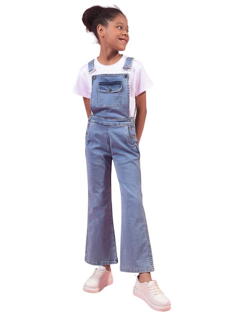 Crimsoune Club Girls Blue Bootcut Fit Dungarees-picture-26