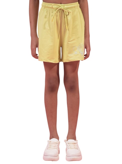 Crimsoune Club Girls Yellow Cotton Regular Fit Shorts-picture-29