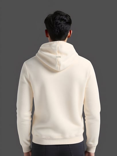 A Skating Monk by Woodland Beige Regular Fit Solid Hoodies