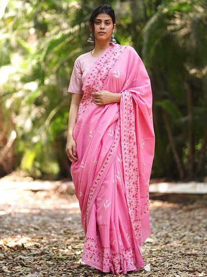Buy Chidiyaa Pink Pure Cotton Handblock Printed Blouse for Womens