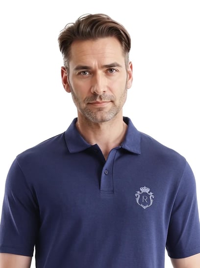 Rare Rabbit Navy Oversized Solid Polo T-Shirt