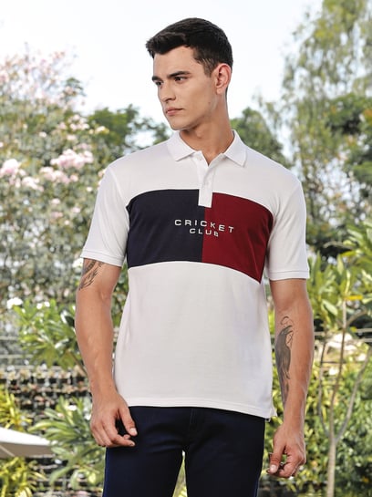 Thomas Scott White Regular Fit Colour Block Polo T-Shirt