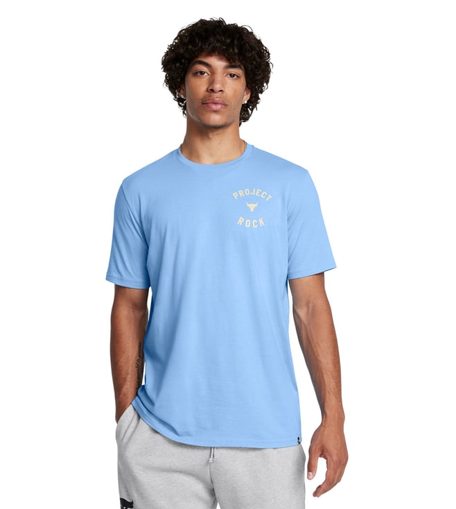UNDER ARMOUR Blue Project Rock Printed Regular Fit T-Shirt