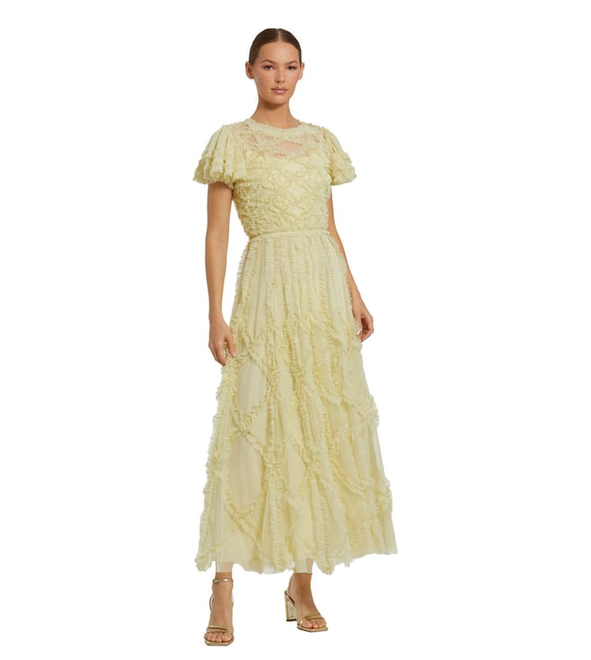 MAC DUGGAL Buttercup Ruffle Flare Fit Midi Dress