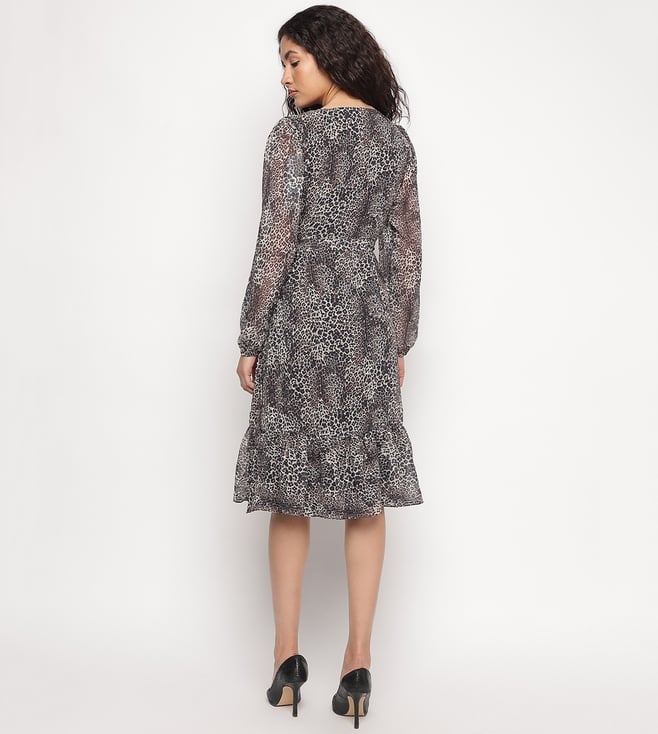Guess Multicolor Animal Print V-Neck A-Line Dress