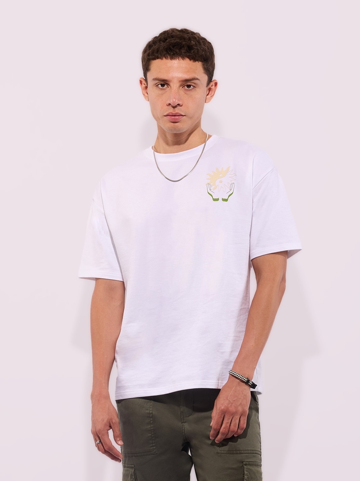 Buy Hoversoul Black 100% Cotton Front Emb Crew Neck at Best Price