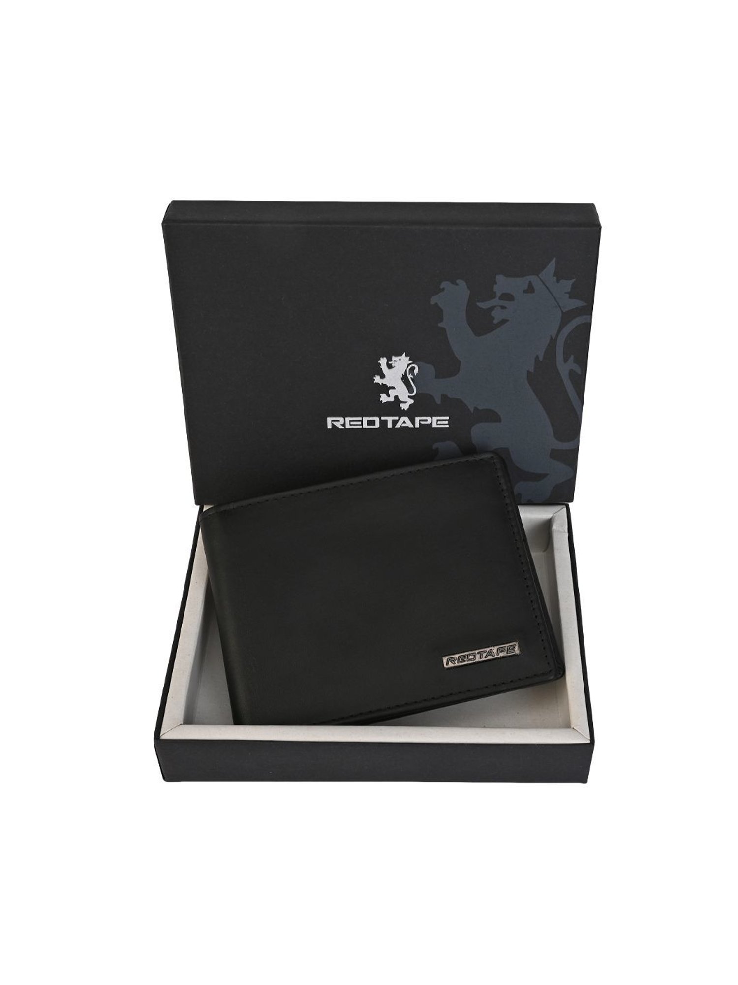 Red Tape Black Leather Bi-Fold Wallet