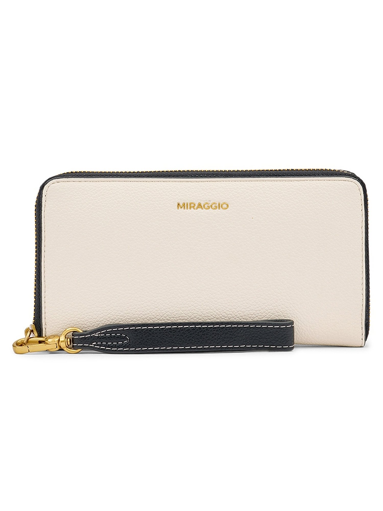 Miraggio Harlow Ivory Textured Medium Zip Around Wallet