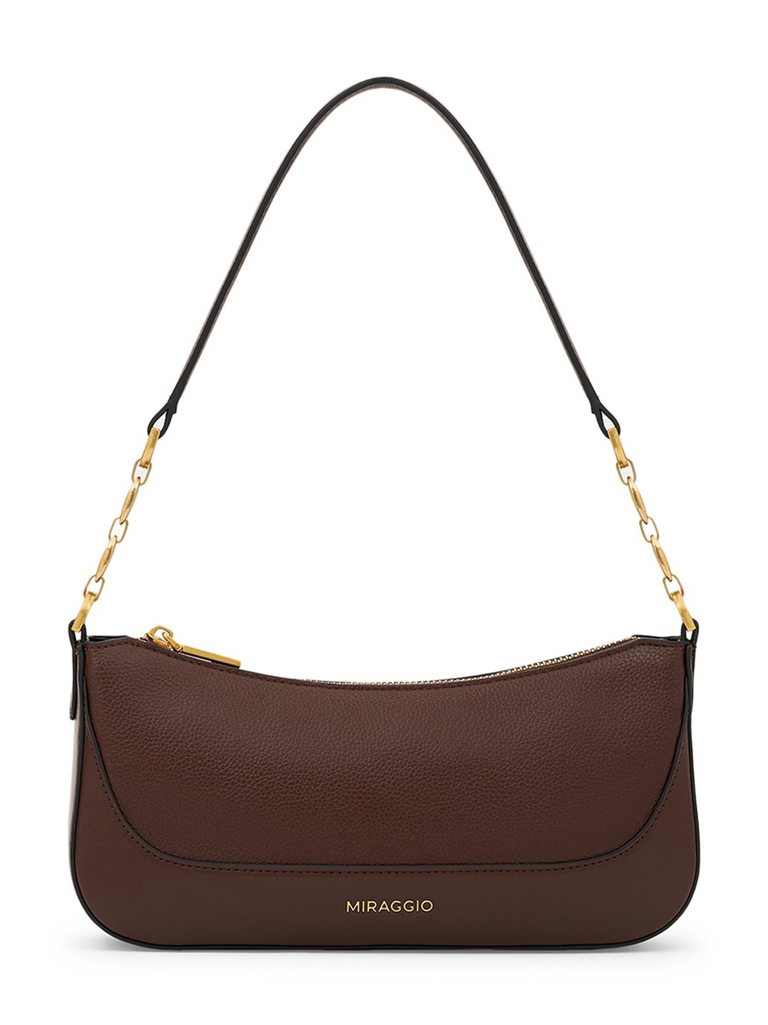 Miraggio Sally Brown Textured Medium Leather Shoulder Bag