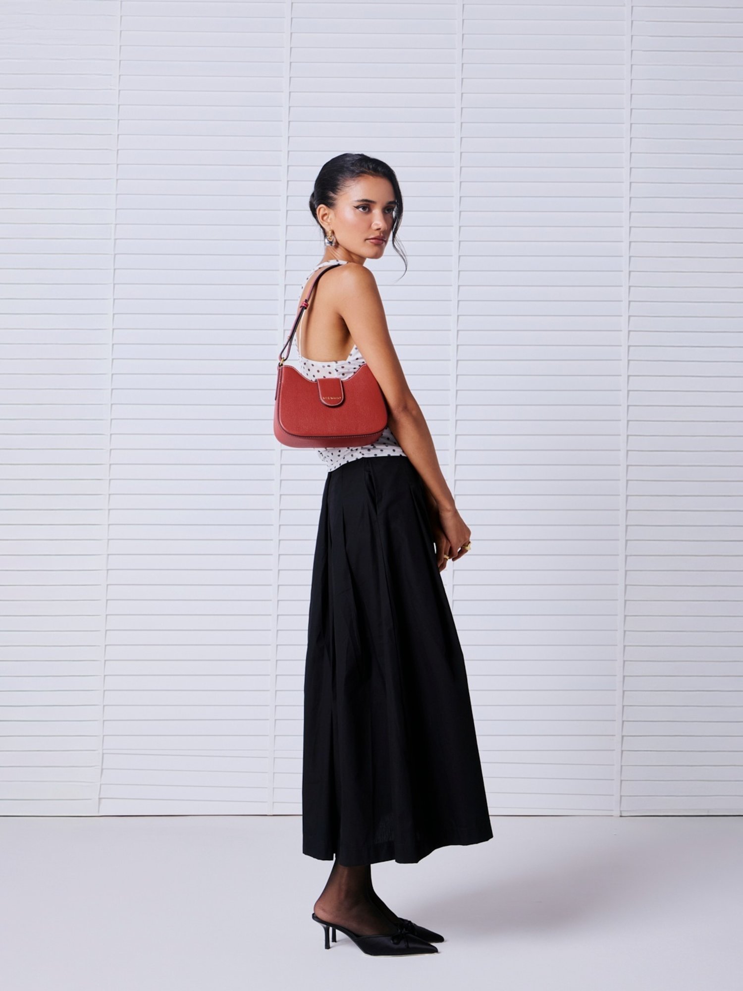 Miraggio Zoya Red Textured Medium Leather Shoulder Bag